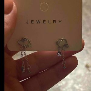 1pair Silver Pin Cloud Shaped Dangle Earrings For Women, New Arrival & Trendy